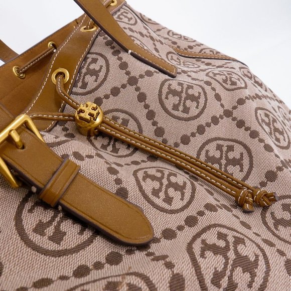 Tory Burch T Monogram Jacquard Tote Hazel Brown - Picture 8 of 13